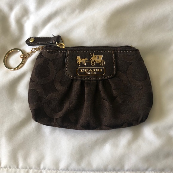 Brown and Gold Coach Coin Purse - Picture 1 of 5